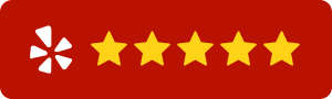 A five star icon on a red background.